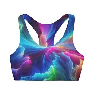 Girls' Double Lined  Vibrant Cosmic Swirl Sports Bra (AOP)